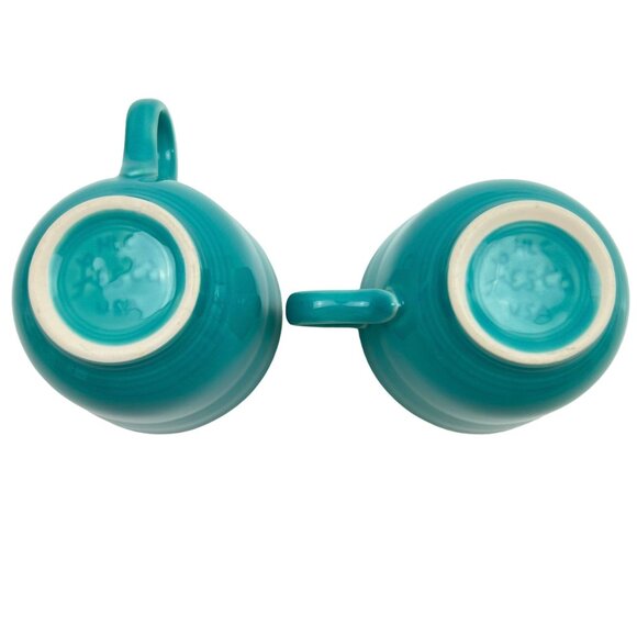 Fiesta HLC Homer Laughlin Set of 2 Coffee Teacup Mugs Turquoise Made in USA - Picture 7 of 15